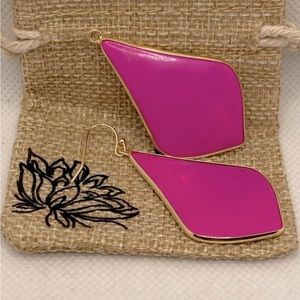 SUNYIK Rose Quartz Large Rhombus Dangle Earrings